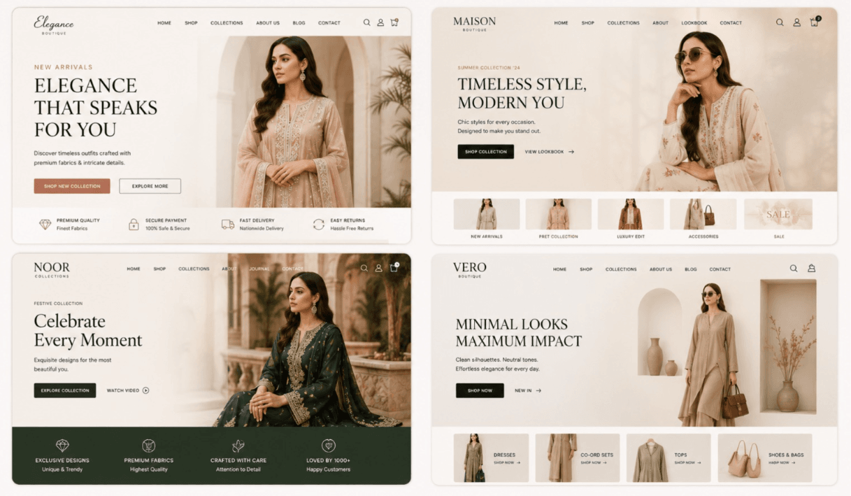 Website designs for fashion boutiques